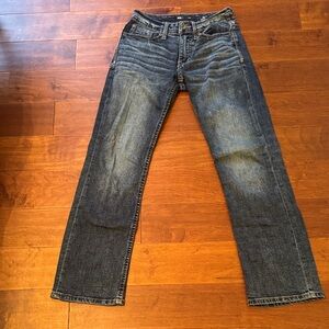 Buckle Men's Straight Dark Blue Denim Jeans